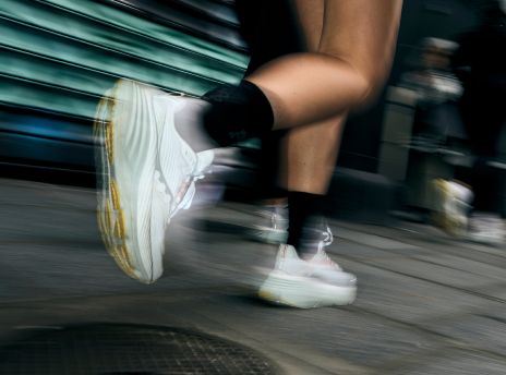 a close-up of a person's legs and feet