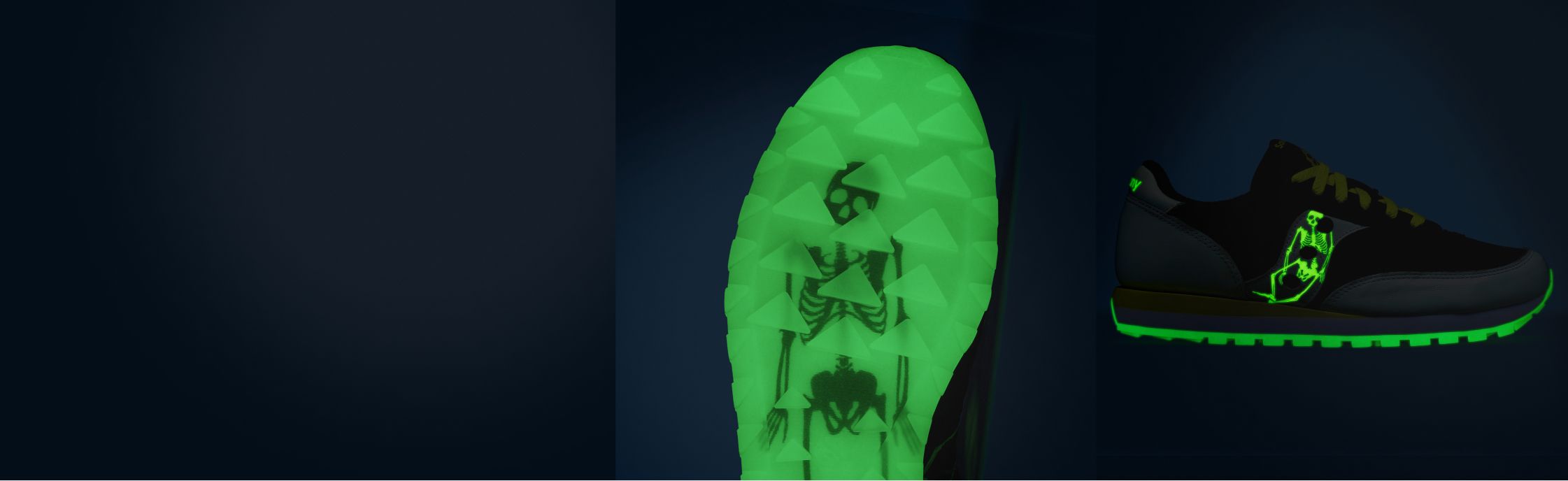 a green glow in the dark shoe